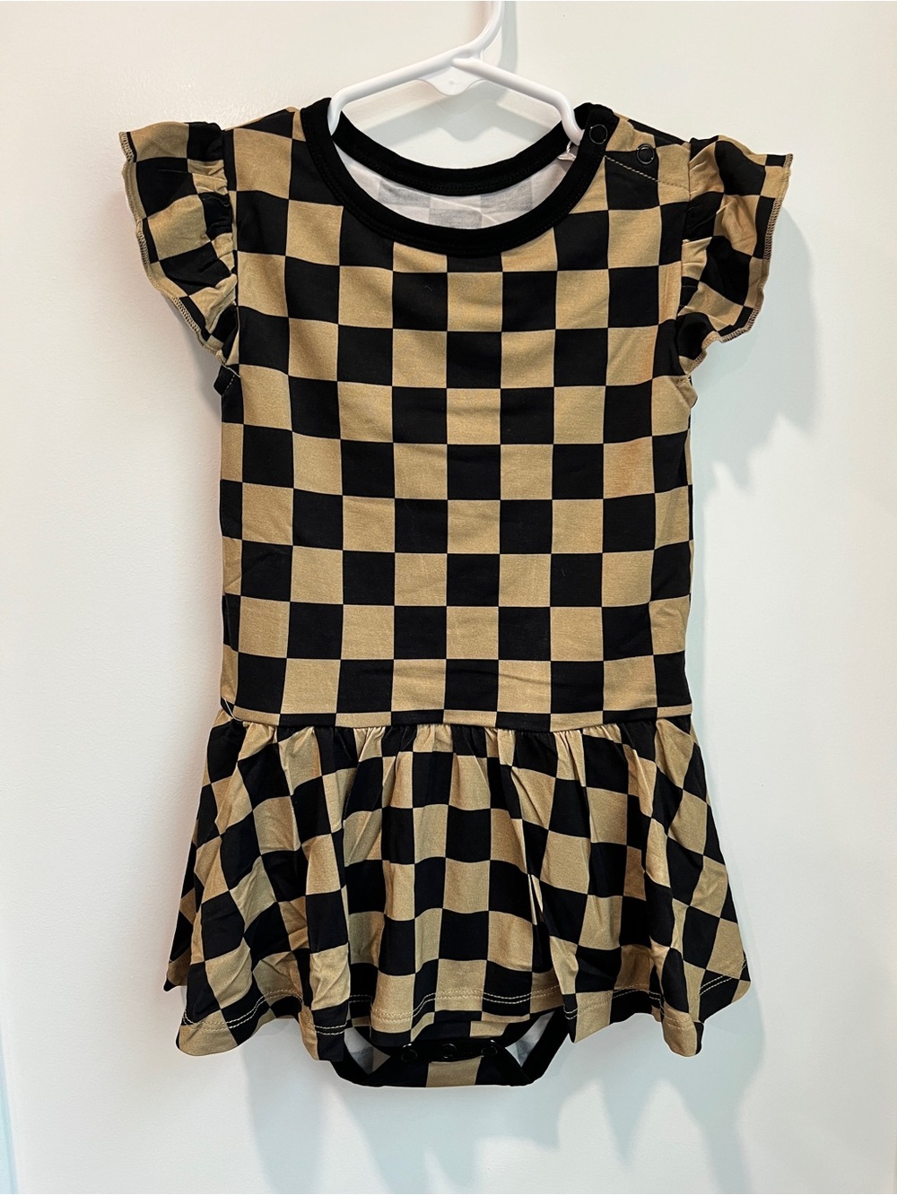 Little Peanut Bamboo Buffalo Check Ruffle Bubble Dress Bodysuit 2T NWT